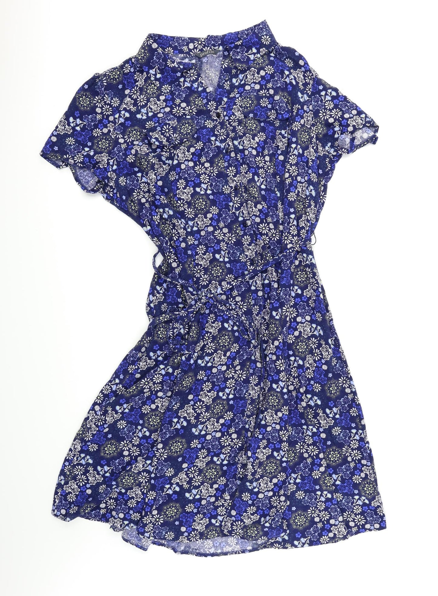 Profile Womens Blue Floral  Shirt Dress  Size 22