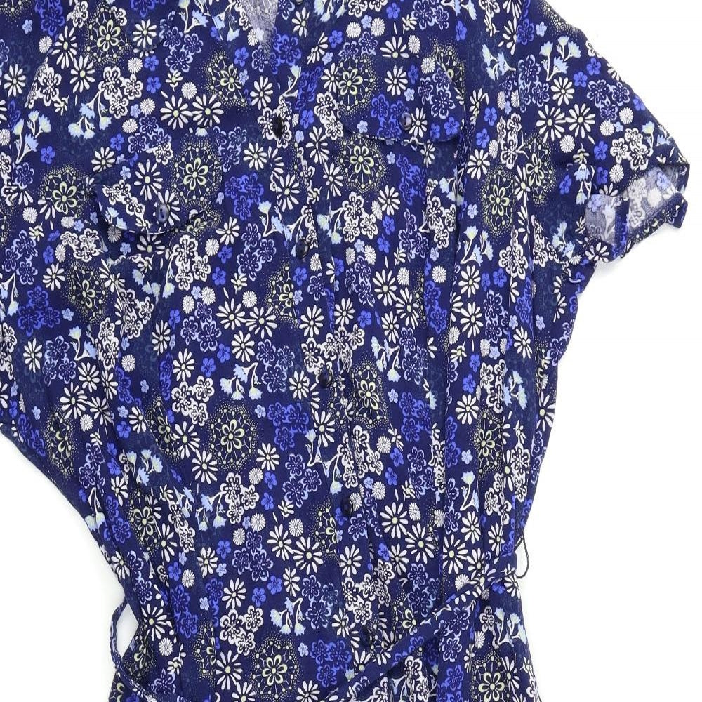 Profile Womens Blue Floral  Shirt Dress  Size 22