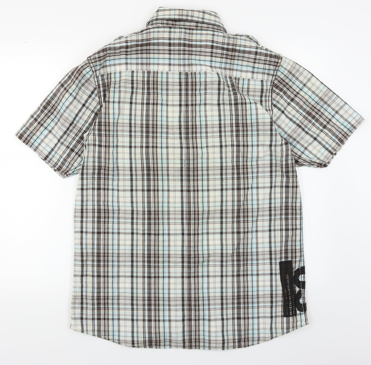 George Mens Blue Plaid   Button-Up Size M
