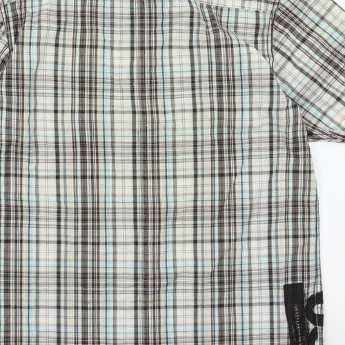 George Mens Blue Plaid   Button-Up Size M