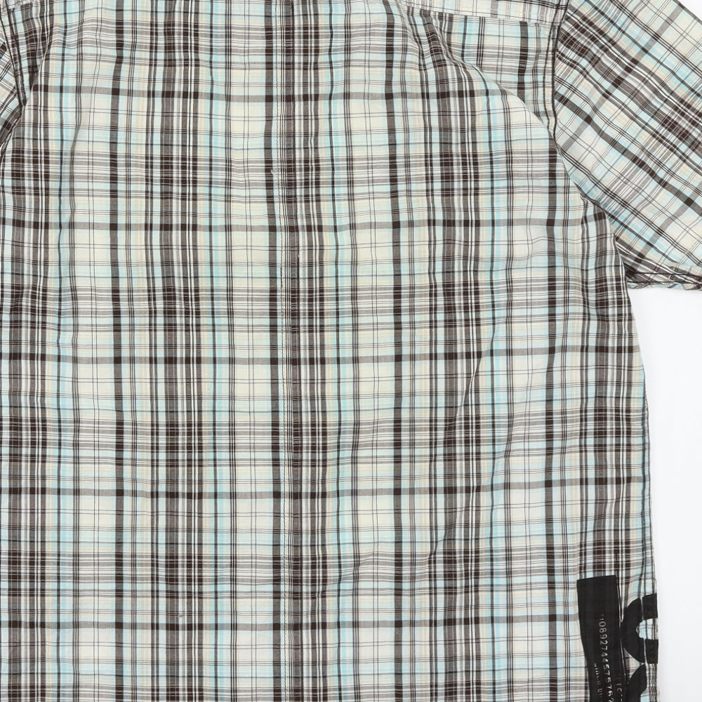 George Mens Blue Plaid   Button-Up Size M