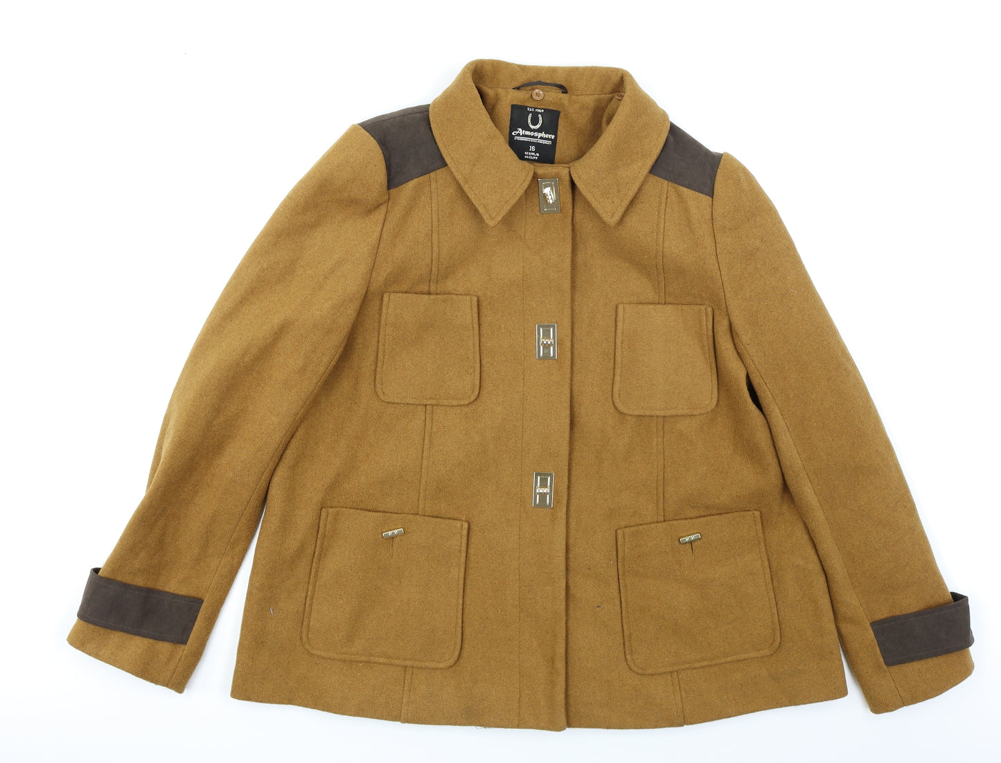 Atmosphere Womens Brown   Pea Coat Coat Size 16