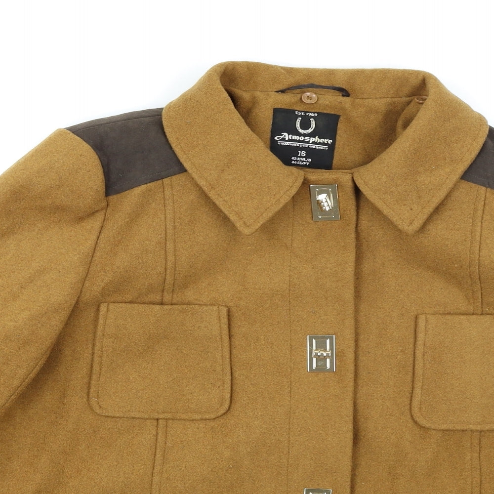 Atmosphere Womens Brown   Pea Coat Coat Size 16