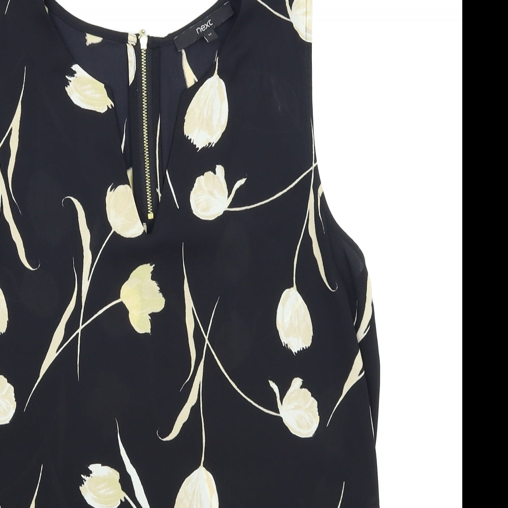 NEXT Womens Black Floral  Basic Blouse Size 12