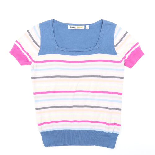 Clements Ribeiro Womens Blue Striped Knit Basic T-Shirt Size L