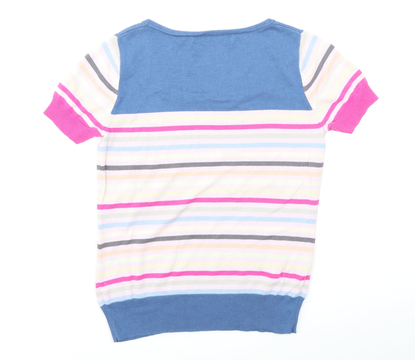 Clements Ribeiro Womens Blue Striped Knit Basic T-Shirt Size L