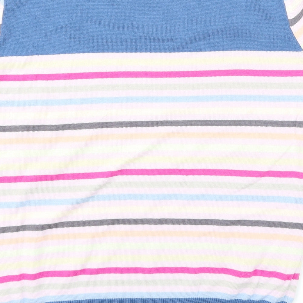 Clements Ribeiro Womens Blue Striped Knit Basic T-Shirt Size L
