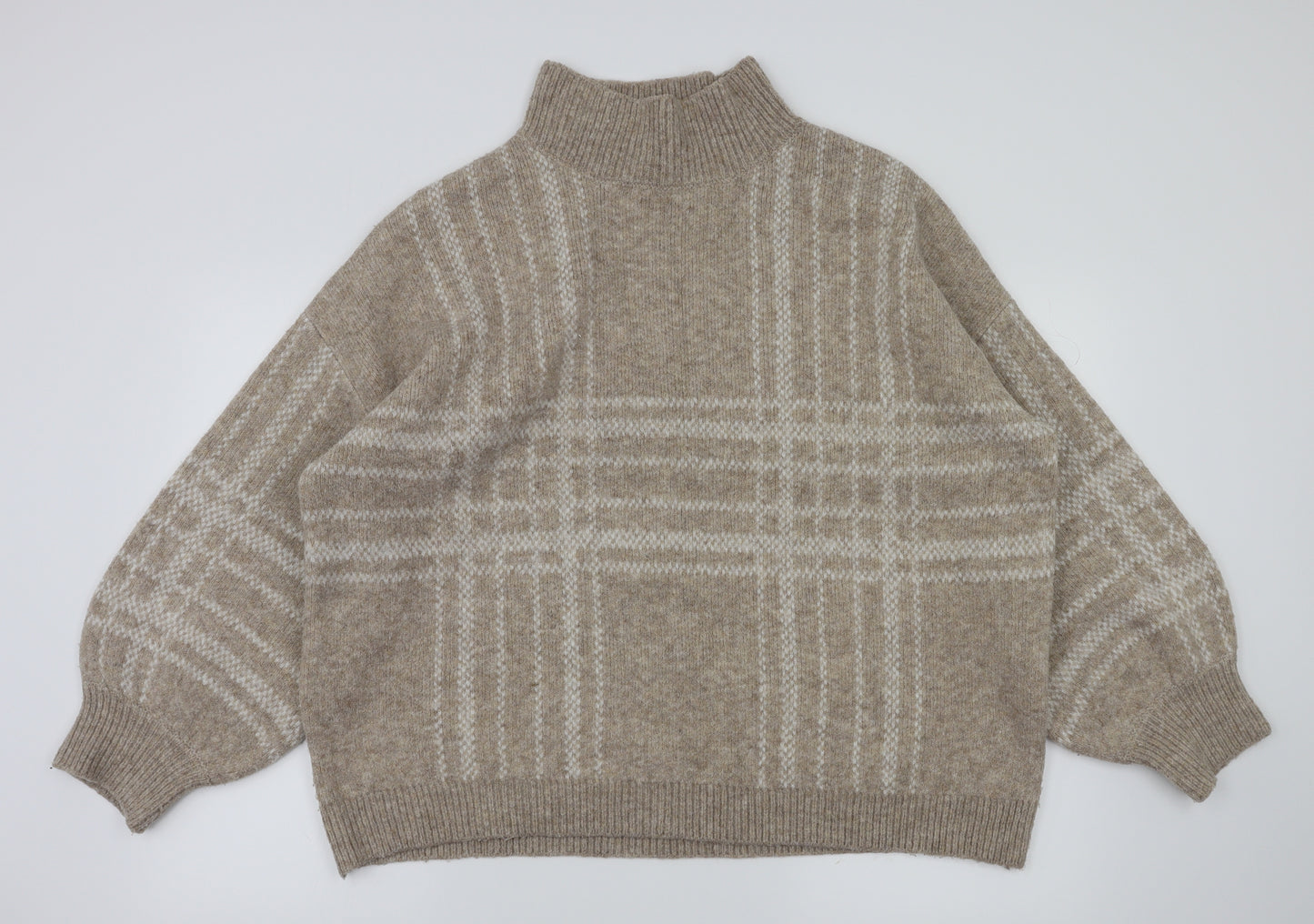 F&F Womens Brown Check  Pullover Jumper Size 20