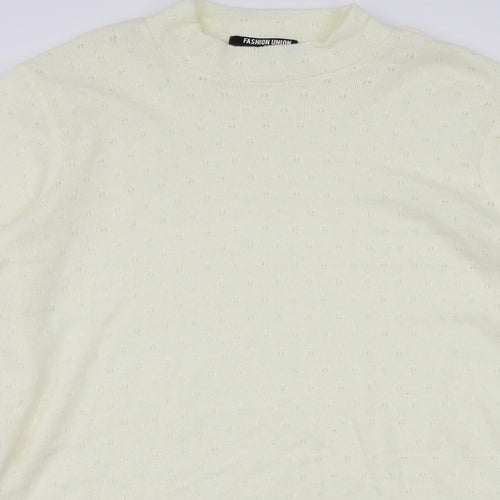 Fashion Union Womens Ivory   Basic T-Shirt Size 14