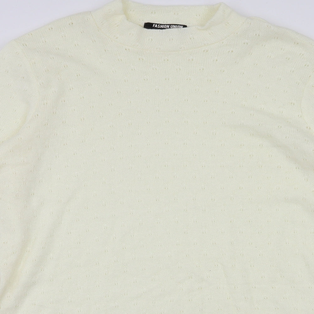 Fashion Union Womens Ivory   Basic T-Shirt Size 14