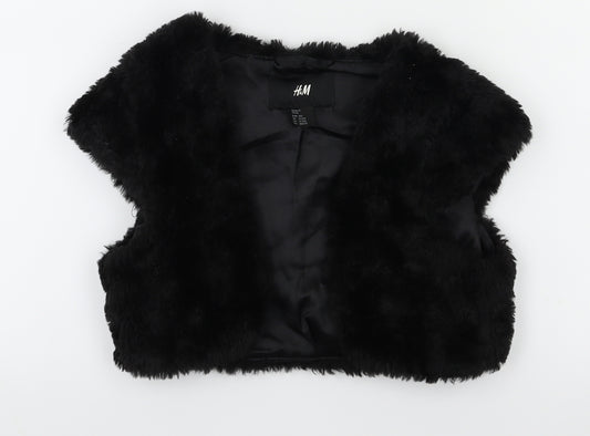 Front view of H&M girls’ black cardigan jumper, size 11-12, years