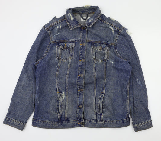 Front view of New Look women’s blue jacket coatigan, size UK 14