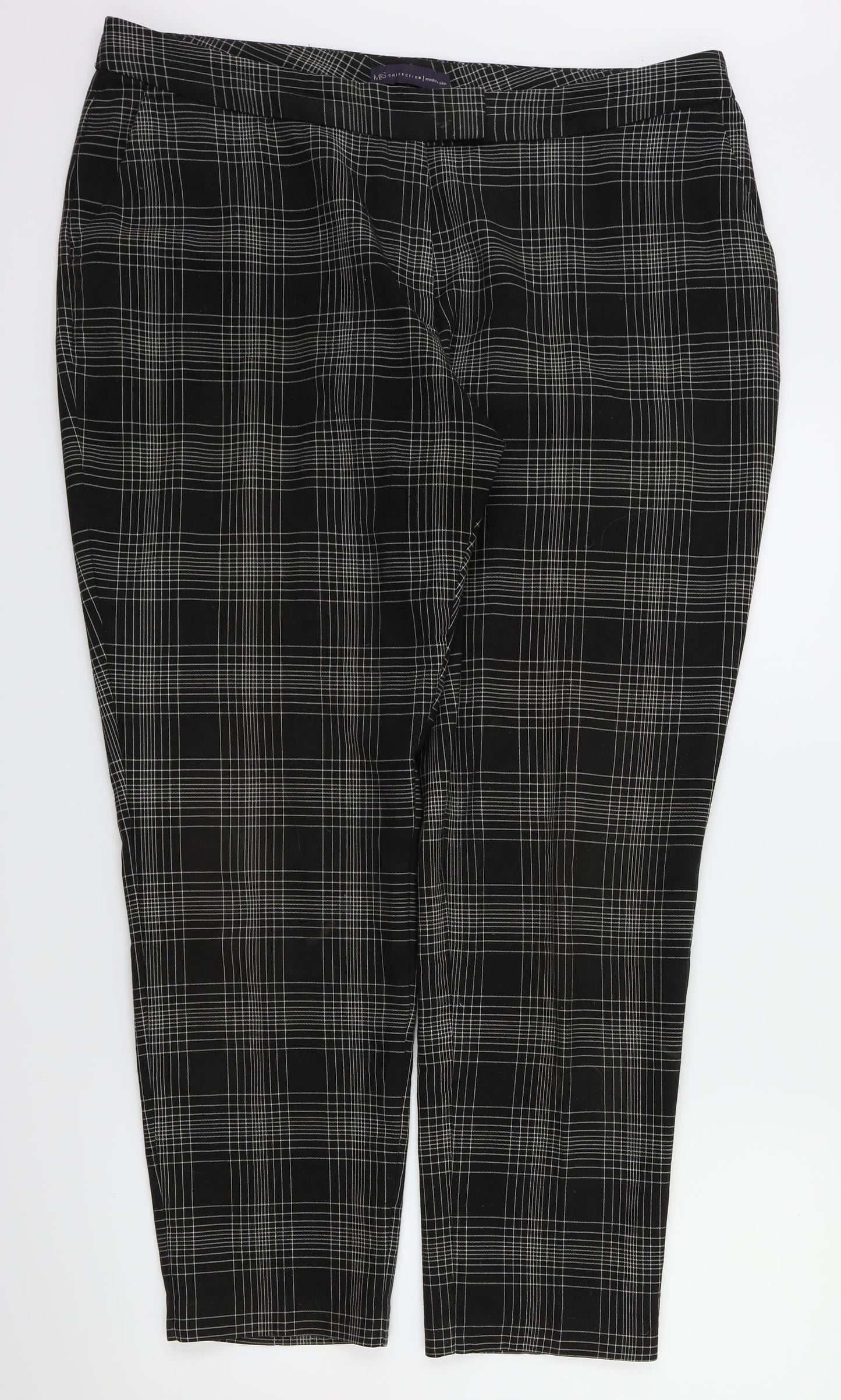 m&s Womens Brown Check  Trousers  Size 18 L27 in