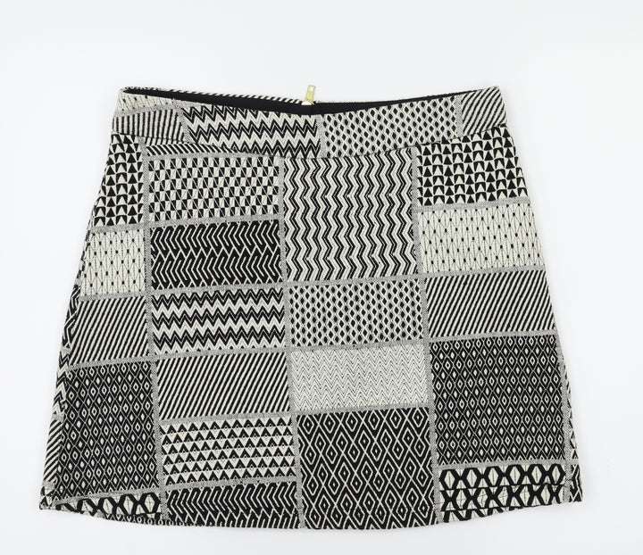 papaya Womens Black Argyle/Diamond A-Line Skirt Size 12
