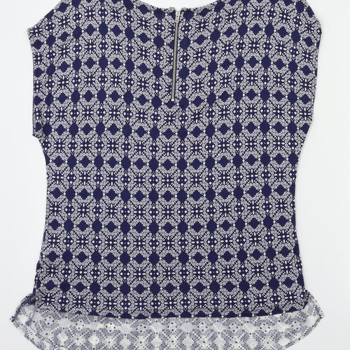 M&Co Womens Blue Floral  Basic T-Shirt Size 12