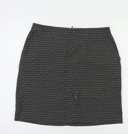 Front view of Papaya women’s black a-line skirt, size UK 12