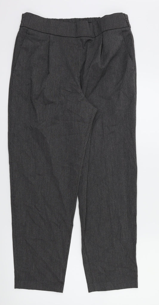 Front view of Gap men’s grey trousers, size M, 26-inch leg - stretch waistband