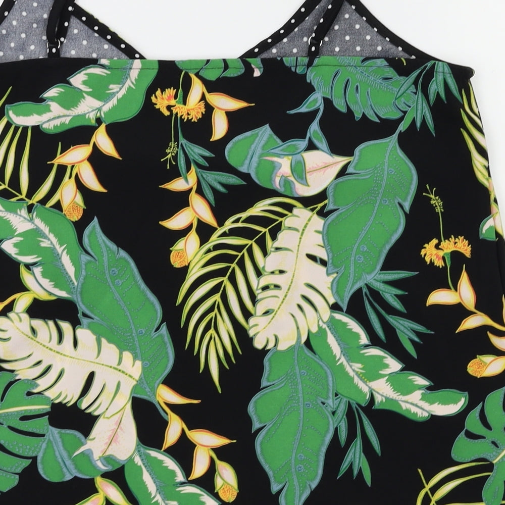 ONLY  Womens Black Floral  Basic T-Shirt Size 10