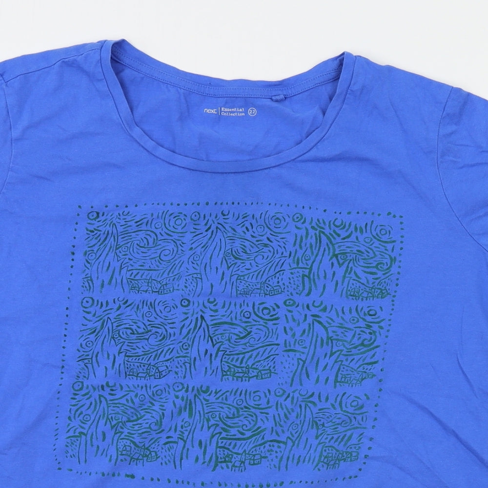 NEXT Womens Blue Floral  Basic T-Shirt Size 22