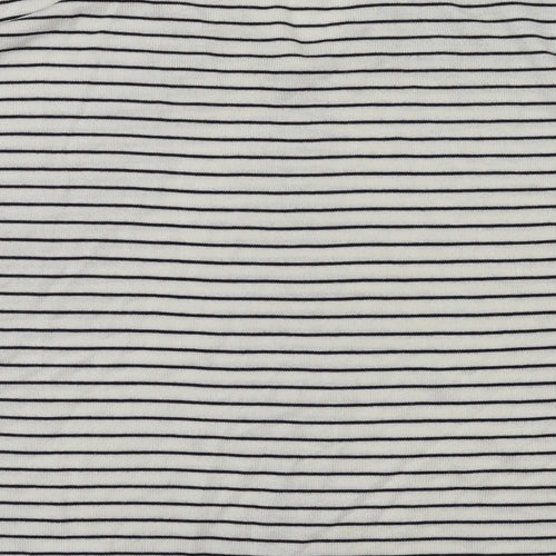 M&S Womens White Striped  Basic T-Shirt Size S