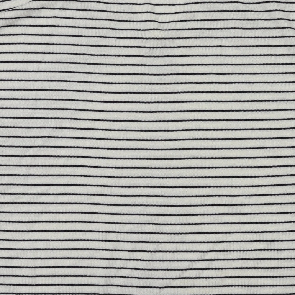 M&S Womens White Striped  Basic T-Shirt Size S