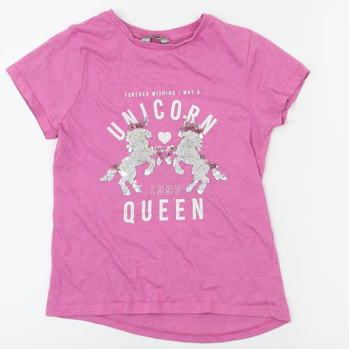 Primark Girls Pink Animal Print  Basic T-Shirt Size 8-9 Years