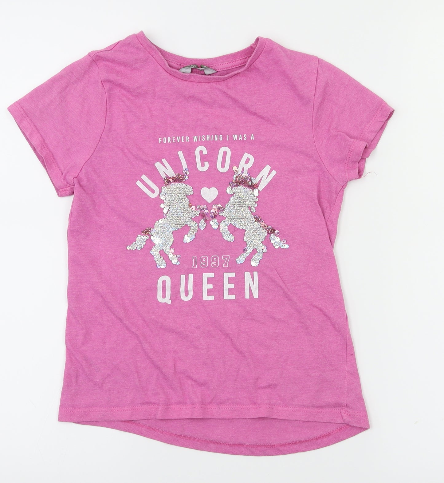 Primark Girls Pink Animal Print  Basic T-Shirt Size 8-9 Years