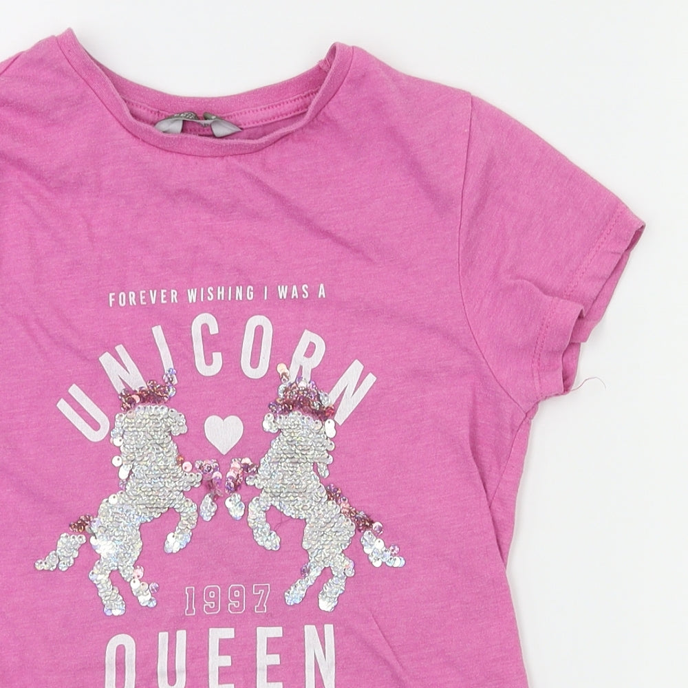 Primark Girls Pink Animal Print  Basic T-Shirt Size 8-9 Years