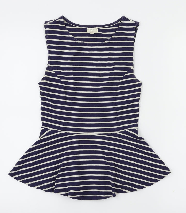 New Look Womens Blue Striped Basic T-Shirt Size 8