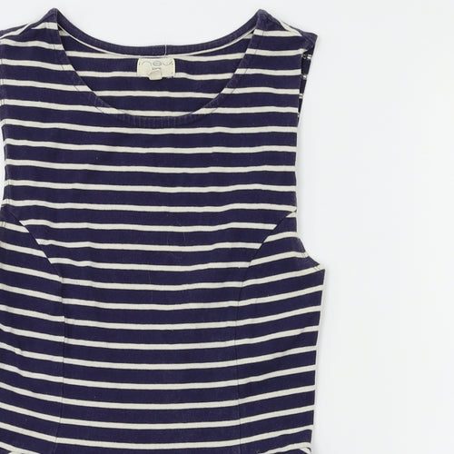 New Look Womens Blue Striped  Basic T-Shirt Size 8