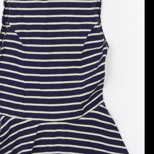 New Look Womens Blue Striped  Basic T-Shirt Size 8