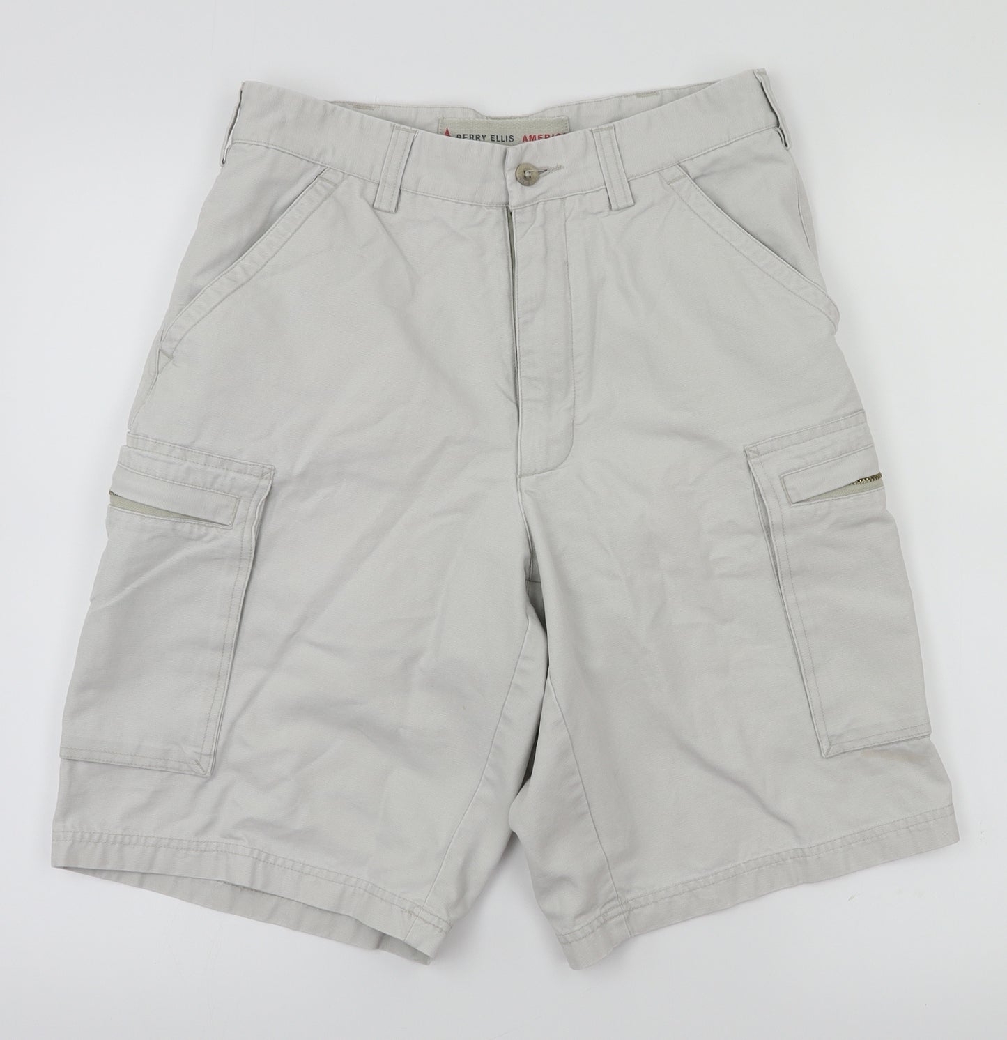 Perry Elis Mens Grey   Chino Shorts Size 30 in
