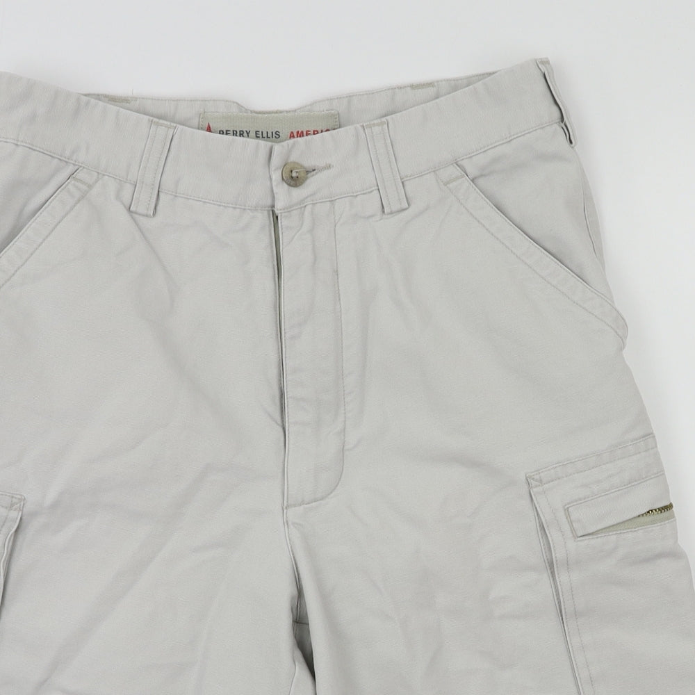Perry Elis Mens Grey   Chino Shorts Size 30 in