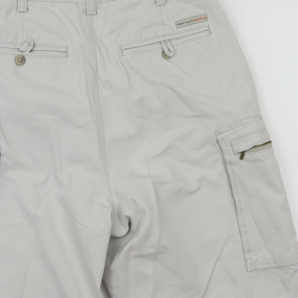 Perry Elis Mens Grey   Chino Shorts Size 30 in