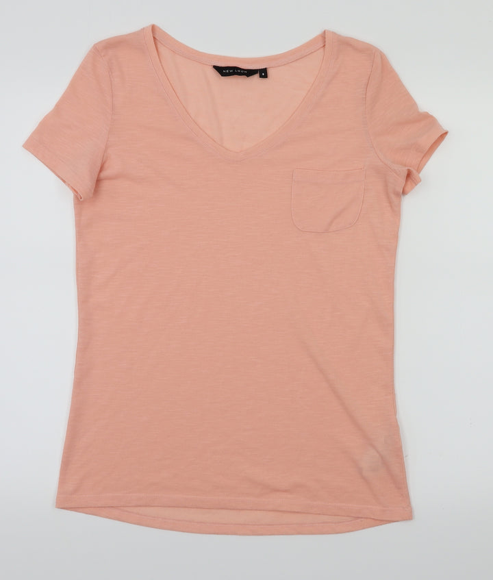 New Look Womens Orange Houndstooth  Basic T-Shirt Size 8