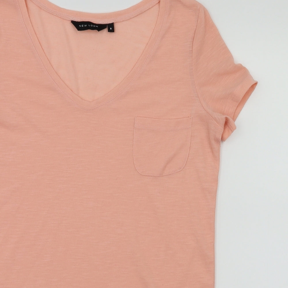 New Look Womens Orange Houndstooth  Basic T-Shirt Size 8