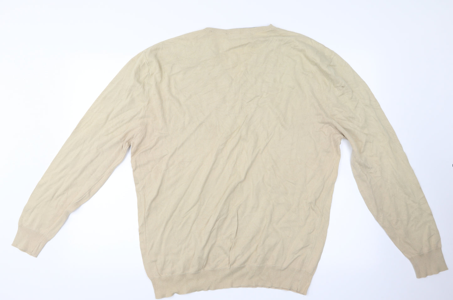 Oscar Jacobson Mens Beige  Knit Pullover Jumper Size XL