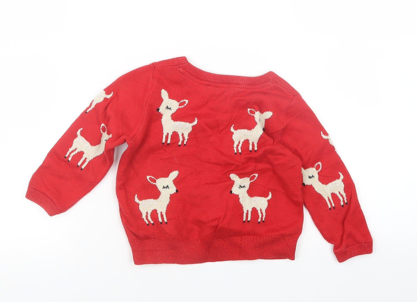 Marks and Spencer Girls Red  Knit Pullover Jumper Size 18-24 Months