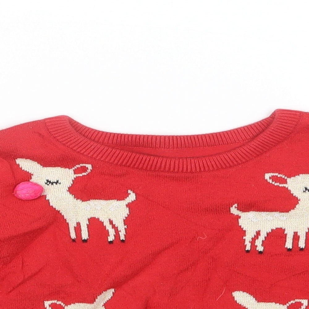 Marks and Spencer Girls Red  Knit Pullover Jumper Size 18-24 Months