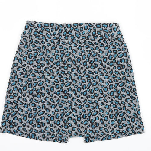 Topshop Womens Blue Animal Print  Mini Skirt Size 8