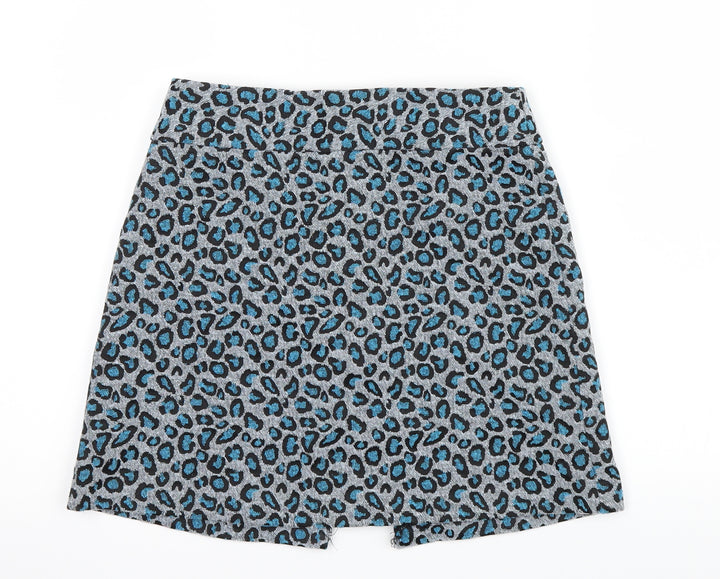 Topshop Womens Blue Animal Print Mini Skirt Size 8