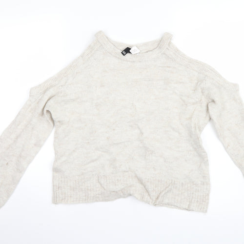 Divided by H&M Womens Ivory  Knit Pullover Jumper Size XS  - Open Shoulders