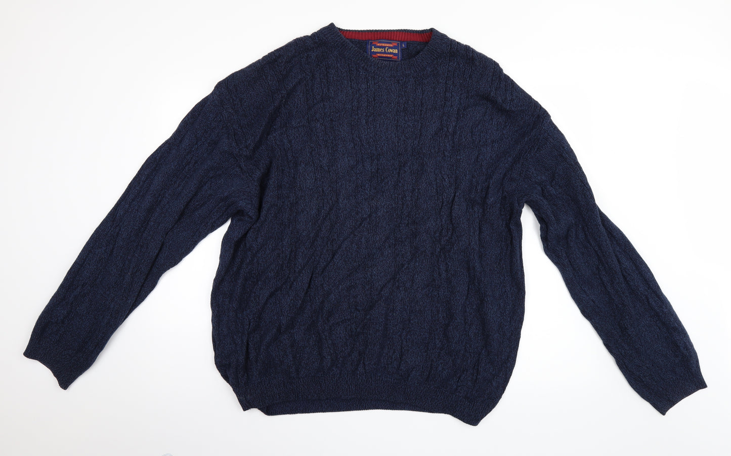 James Cowan Mens Blue  Knit Pullover Jumper Size L
