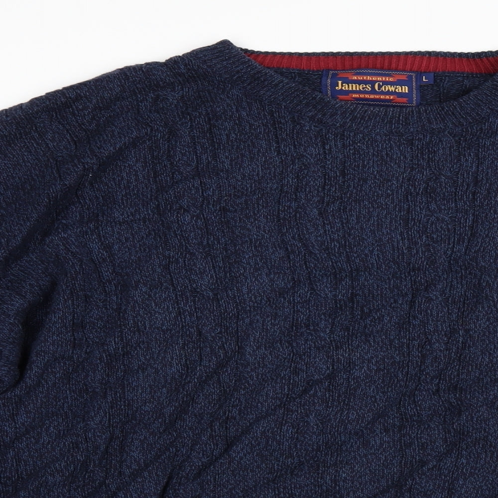 James Cowan Mens Blue  Knit Pullover Jumper Size L