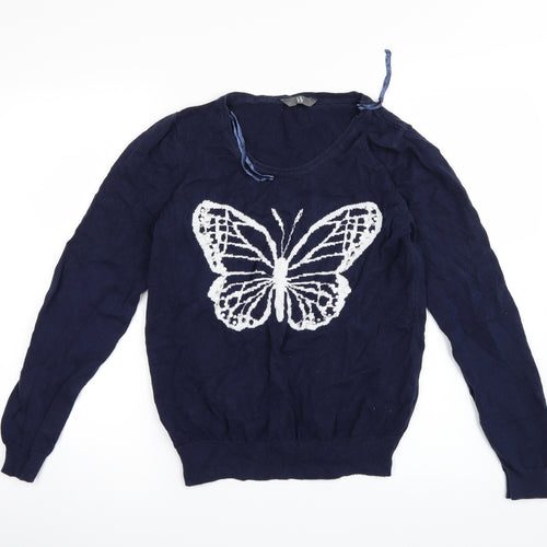 BHS Womens Blue  Knit Pullover Jumper Size 12  - Butterfly