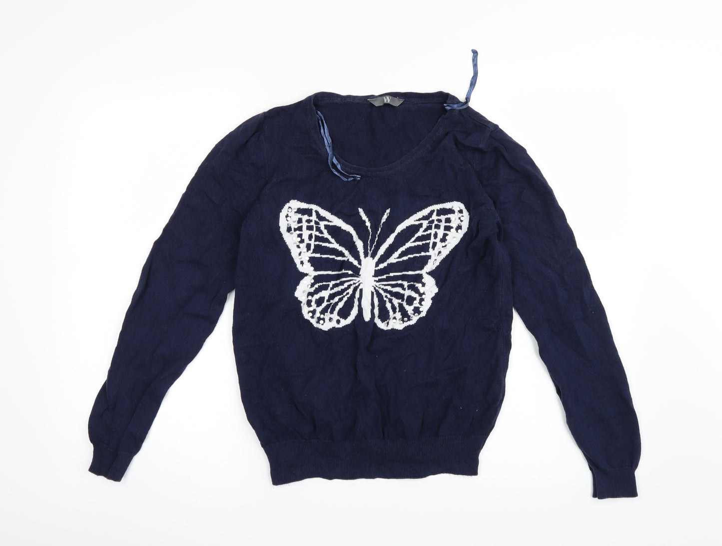 BHS Womens Blue  Knit Pullover Jumper Size 12  - Butterfly