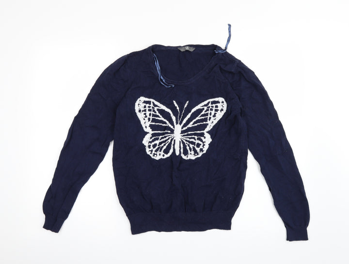 BHS Womens Blue  Knit Pullover Jumper Size 12  - Butterfly