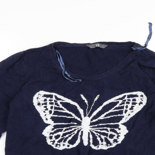 BHS Womens Blue  Knit Pullover Jumper Size 12  - Butterfly