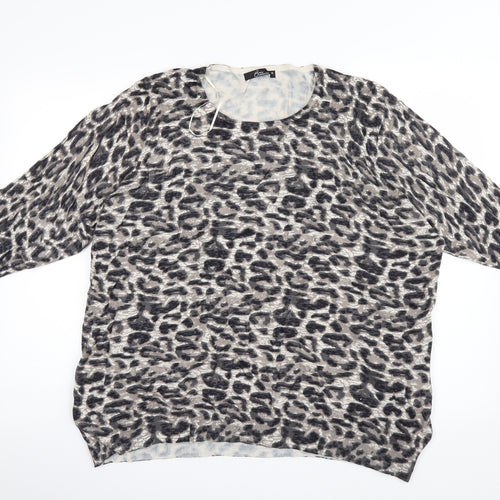 Bm Collection Womens Black Animal Print  Pullover Jumper Size XL