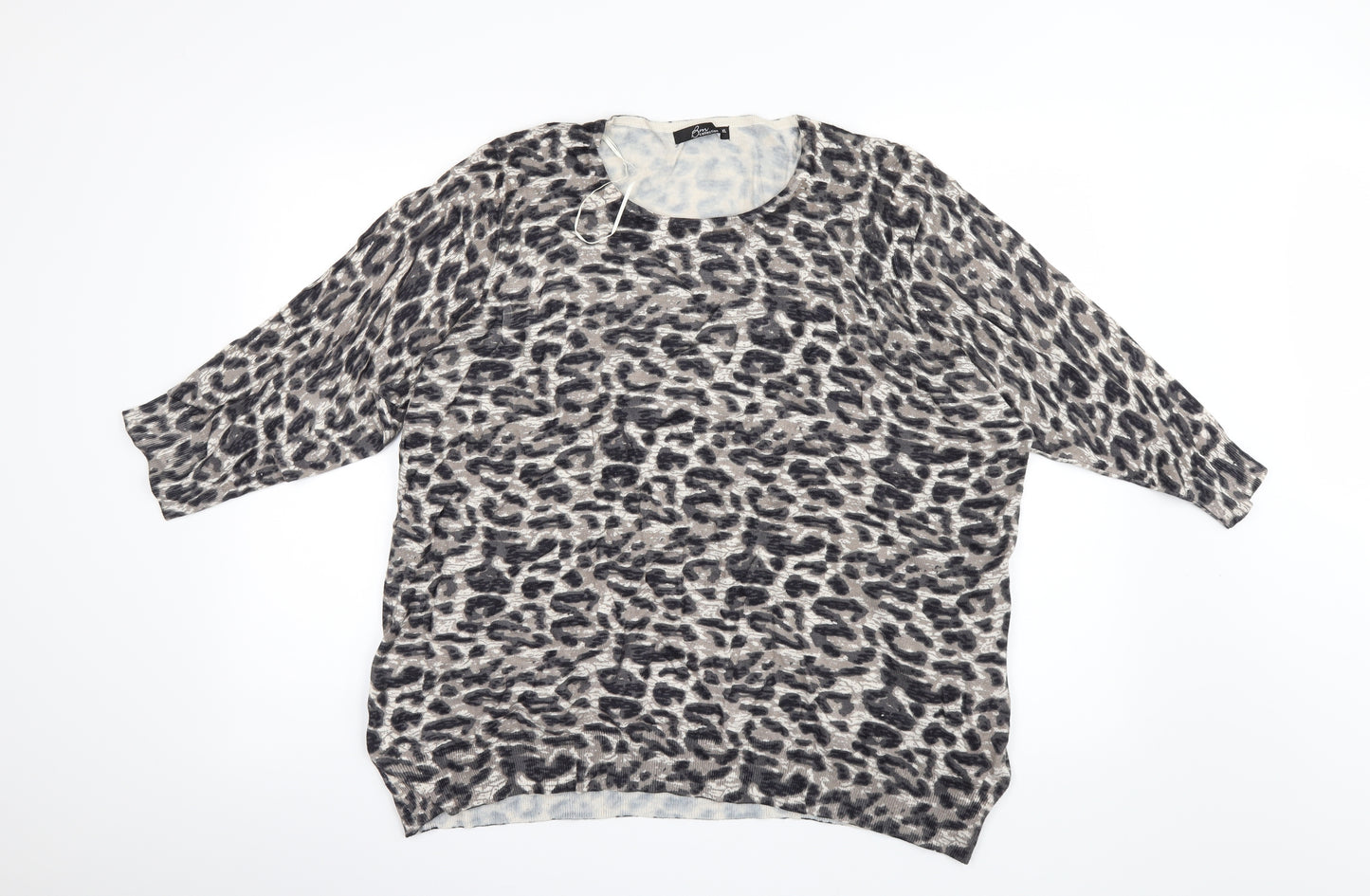Bm Collection Womens Black Animal Print  Pullover Jumper Size XL